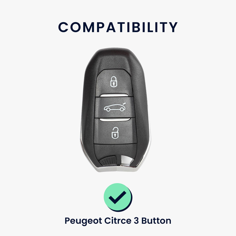 kwmobile Autoschlüssel Hülle kompatibel mit Peugeot Citroen 3-Tasten Smartkey Autoschlüssel (nur Keyless Go) Schlüsselhülle Silikon Cover