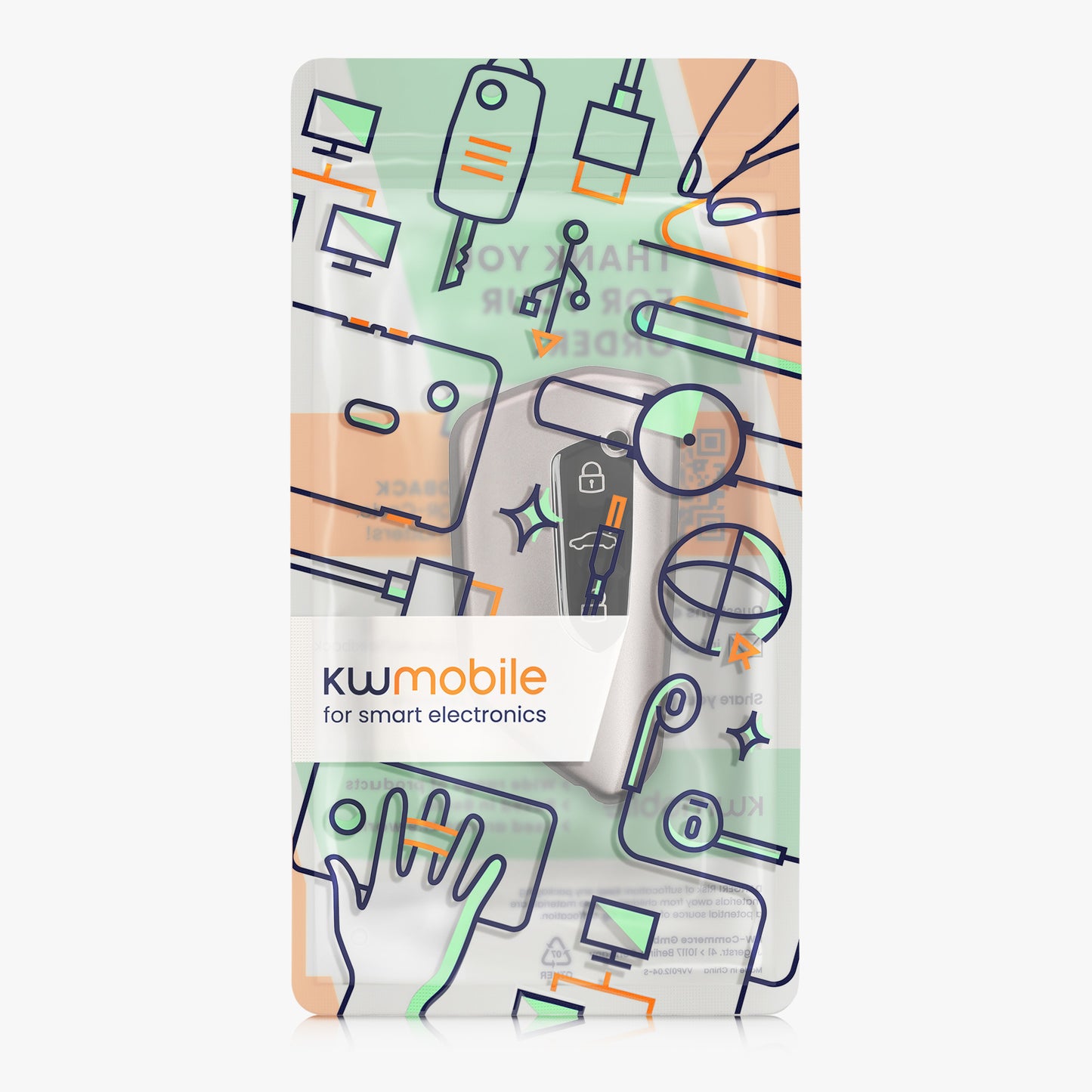 kwmobile Autoschlüssel Hülle kompatibel mit VW Golf 8 3-Tasten Autoschlüssel - Schlüsselhülle Silikon Cover