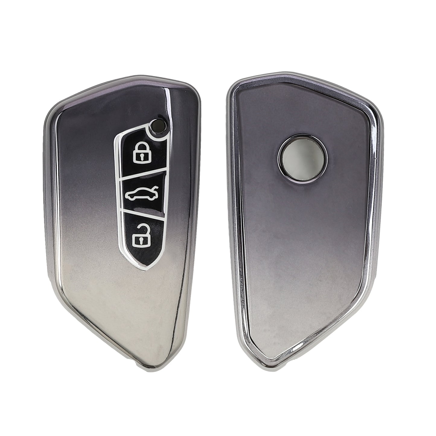 kwmobile Autoschlüssel Hülle kompatibel mit VW Golf 8 3-Tasten Autoschlüssel - Schlüsselhülle Silikon Cover - Dunkelgrau Silber Dunkelgrau  [dsg02]