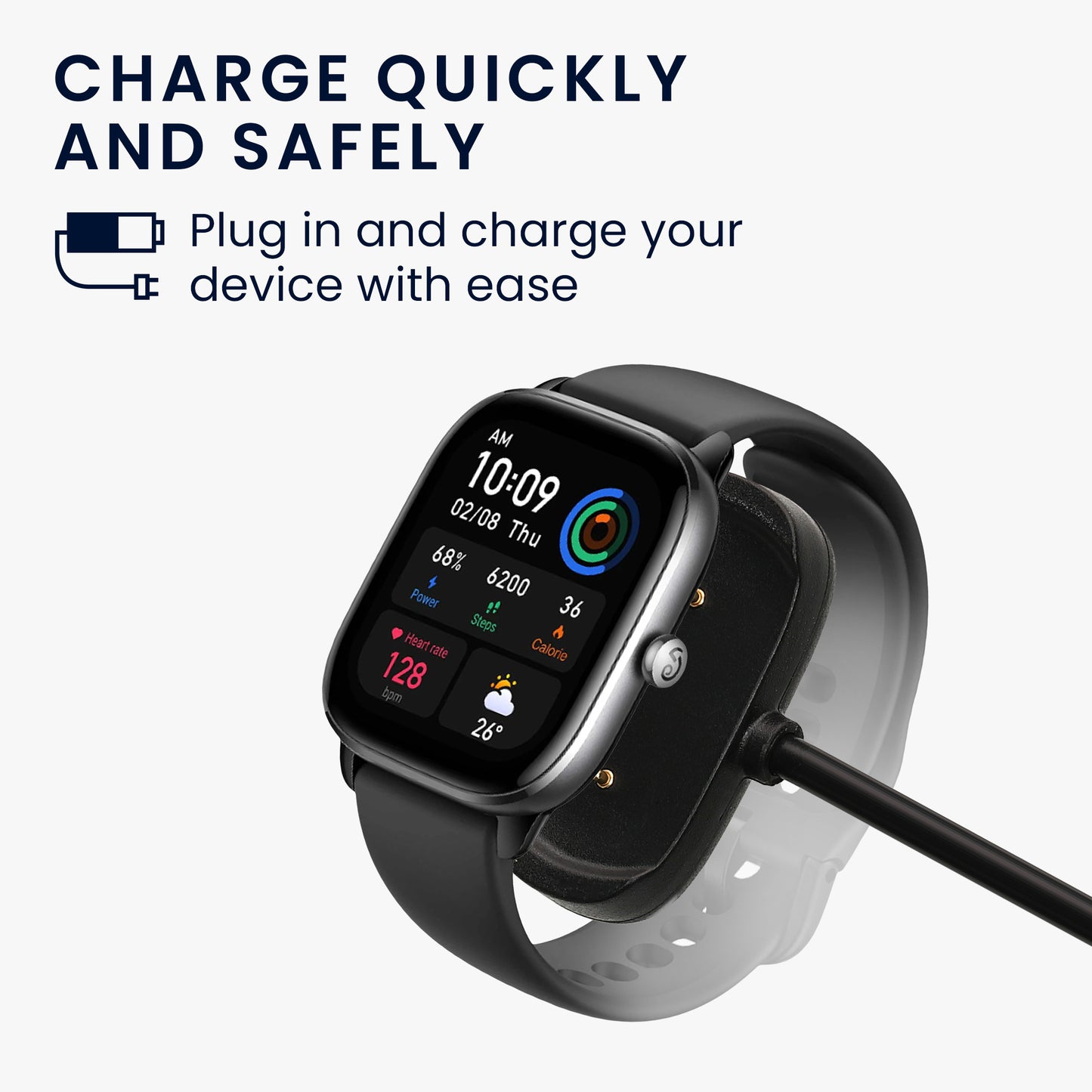 kwmobile USB Kabel Charger kompatibel mit Huami Amazfit Bip 3 / 3 Pro / Bip 5 / Amazfit Active EDGE / T-Rex / Zepp E Ladekabel - Smart Watch Ersatzkabel - Fitnesstracker Aufladekabel