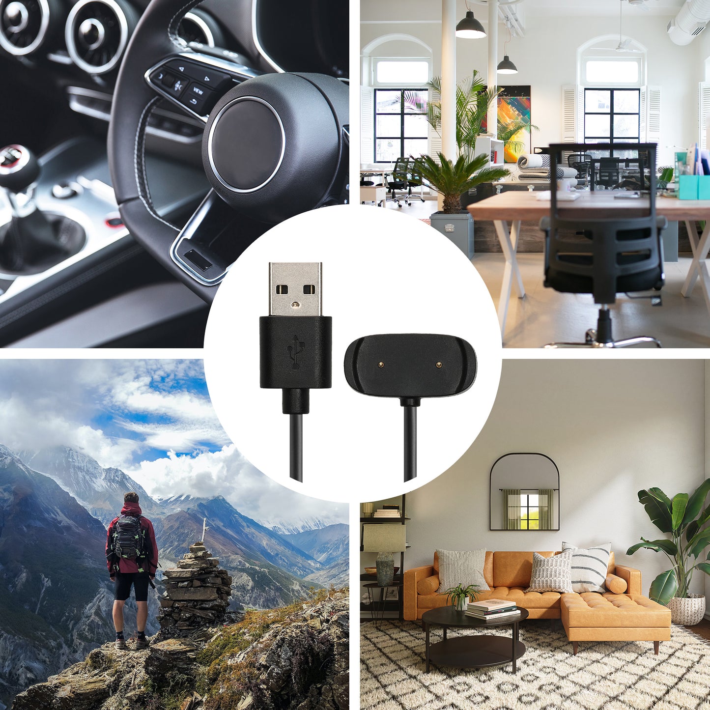 kwmobile USB Kabel Charger kompatibel mit Huami Amazfit Bip 3 / 3 Pro / Bip 5 / Amazfit Active EDGE / T-Rex / Zepp E Ladekabel - Smart Watch Ersatzkabel - Fitnesstracker Aufladekabel