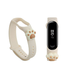 kwmobile Sportarmband kompatibel mit Xiaomi Mi Band 4 / Mi Band 3 Armband - Fitnesstracker Band aus TPU Silikon Katze Weiß Weiß  [dsg01]