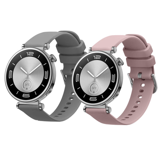 kwmobile 2x Uhrenarmband für Huawei Watch GT5 41mm / GT5 Pro 42mm / Watch GT4 41mm Armband - Fitnesstracker Band Set aus TPU Silikon - Ersatzarmband Smartwatch - Grau Lavendel Grau  [dsg02]