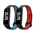 kwmobile 2x Uhrenarmband für Xiaomi Smart Band 8 Active Armband - Fitnesstracker Band Set aus TPU Silikon - Ersatzarmband Smartwatch - Schwarz Rot Schwarz Blau Schwarz  [dsg03]