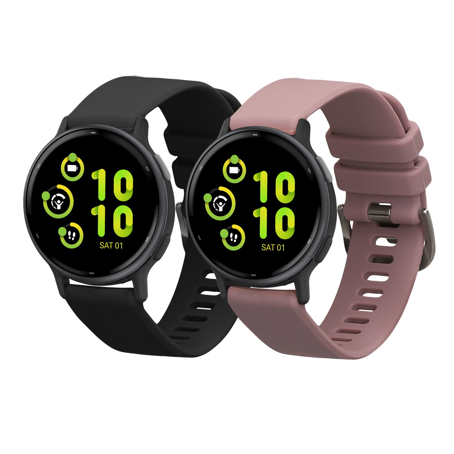 kwmobile 2x Uhrenarmband für Garmin vivoactive 5 / active 5 Armband - Fitnesstracker Band Set aus TPU Silikon - Ersatzarmband Smartwatch - Schwarz Lavendel Schwarz  [dsg02]