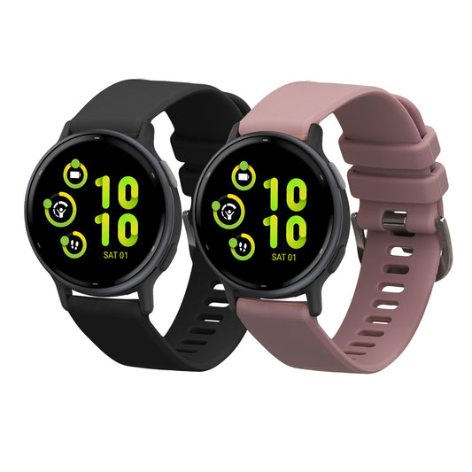 kwmobile 2x Uhrenarmband für Garmin vivoactive 5 / active 5 Armband - Fitnesstracker Band Set aus TPU Silikon - Ersatzarmband Smartwatch - Schwarz Lavendel Schwarz  [dsg02]