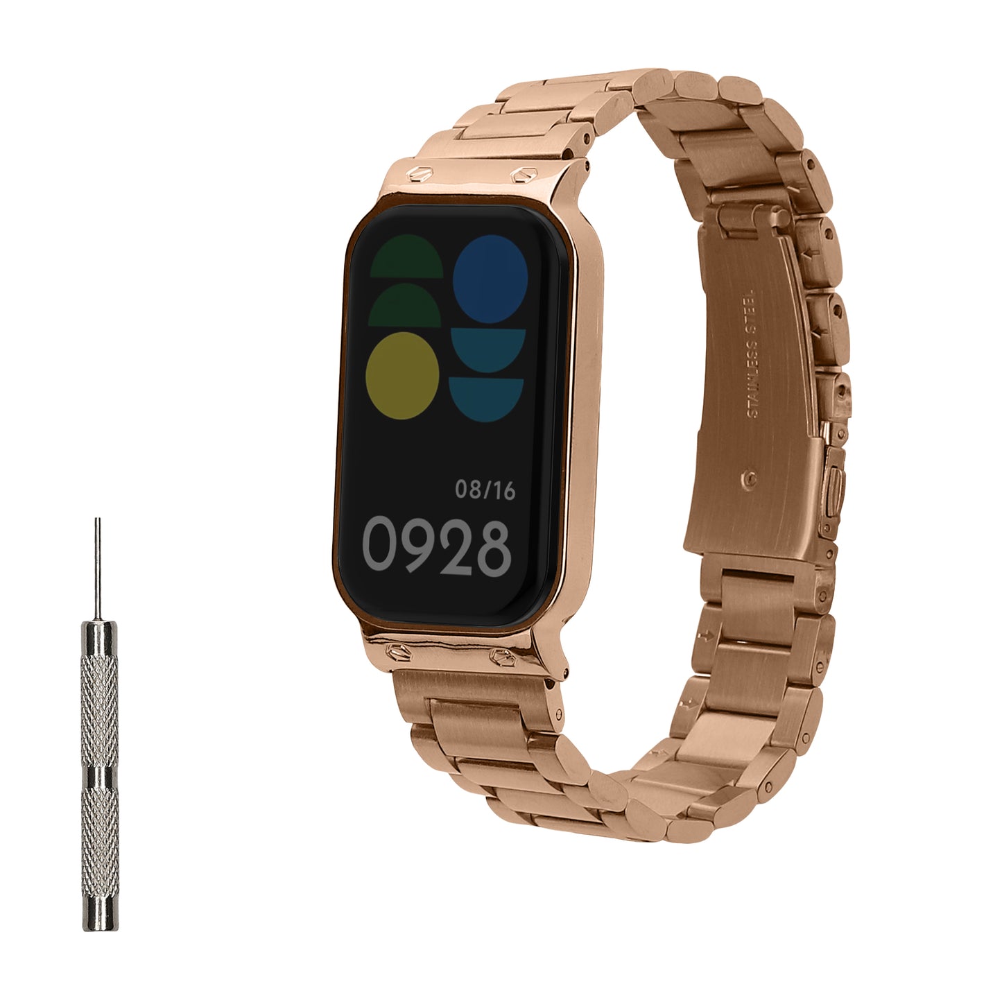 kwmobile Edelstahl Uhrenarmband kompatibel mit Xiaomi Smart Band 8 Active / Redmi Band 2 Ersatz Armband - Ersatzarmband für Smartwatch - 14 - 22 cm Innenmaße - Metallic Rosegold Metallic Rosegold  [dsg03]