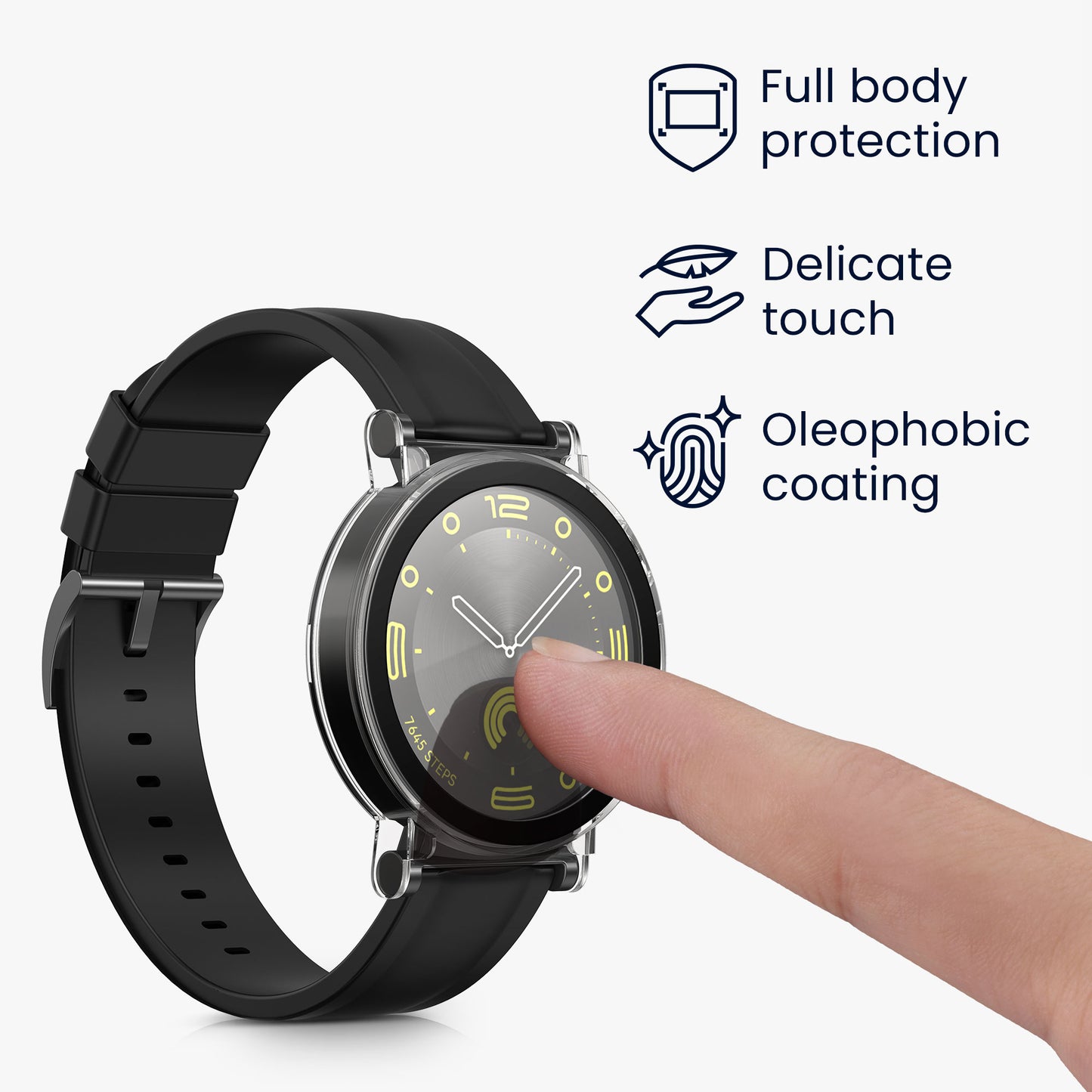 kwmobile Glas Hülle für Huawei Watch GT4 41mm Schutzhülle Fullbody Fitnesstracker Case Set
