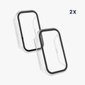 kwmobile Glas Hülle für Xiaomi Smart Band 8 Active / Redmi Band 2 Schutzhülle Fullbody Fitnesstracker Case Set