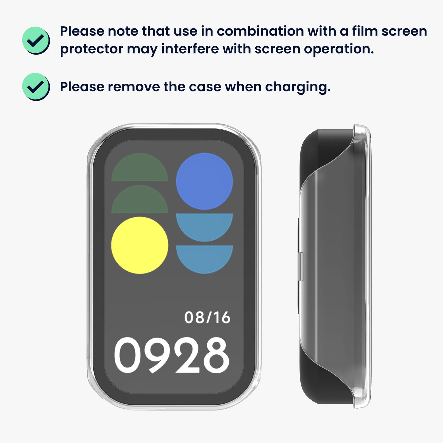 kwmobile Glas Hülle für Xiaomi Smart Band 8 Active / Redmi Band 2 Schutzhülle Fullbody Fitnesstracker Case Set