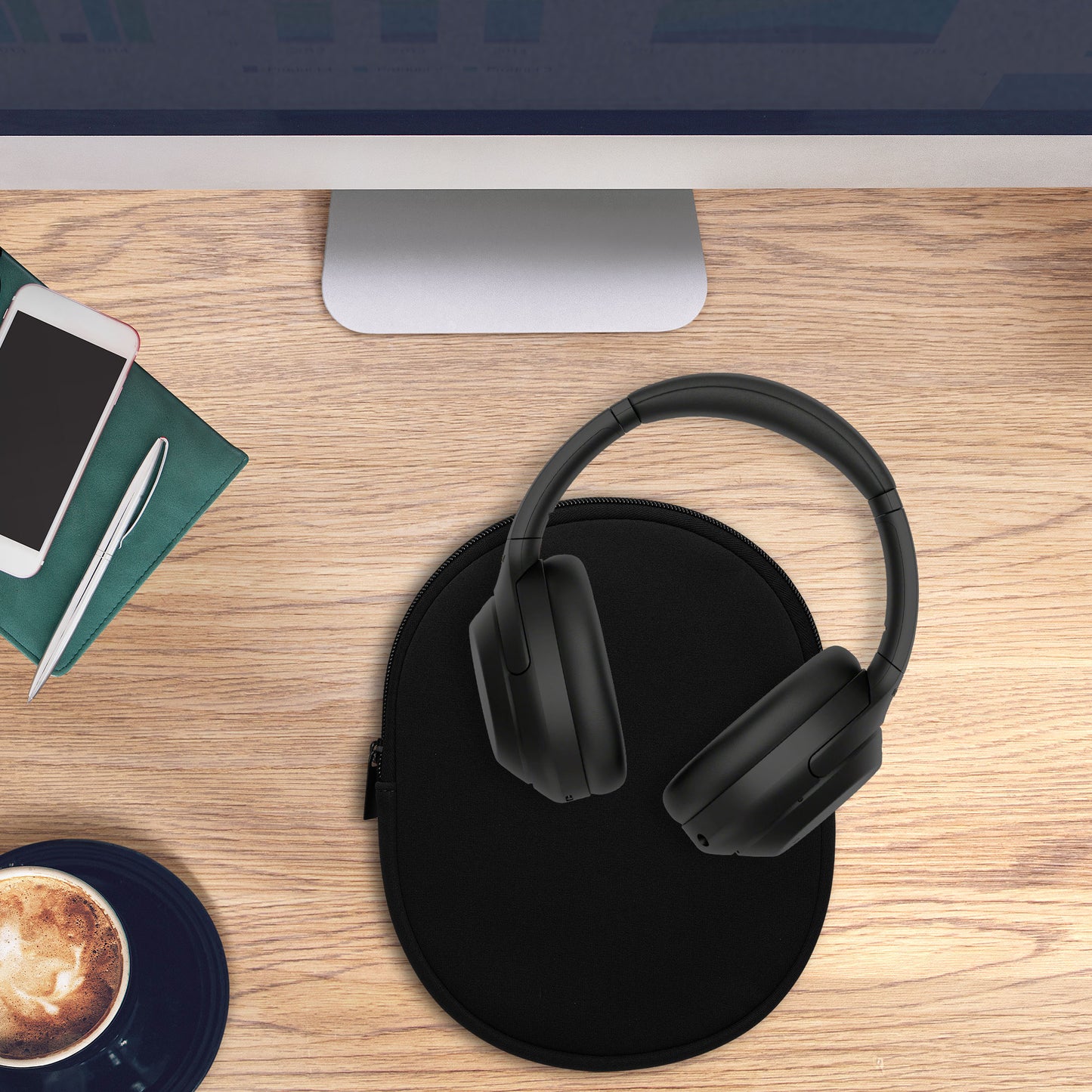 kwmobile Kopfhörer Tasche für WH-1000XM4 / WH-1000XM3 / Jabra Evolve 20 - Kopfhörer Case - Hülle Reise Beutel für Headset Headphones - Weiche Over Ear Schutzhülle