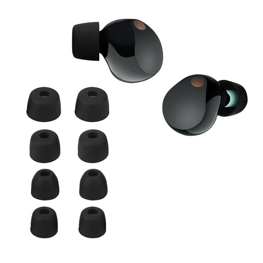 kwmobile 8x Ersatzpolster kompatibel mit Sony WF-1000XM5 / WF-1000XM4 - 4 Größen - Silikon Ersatz Ohrstöpsel In-Ear Kopfhörer - Polster Schwarz  