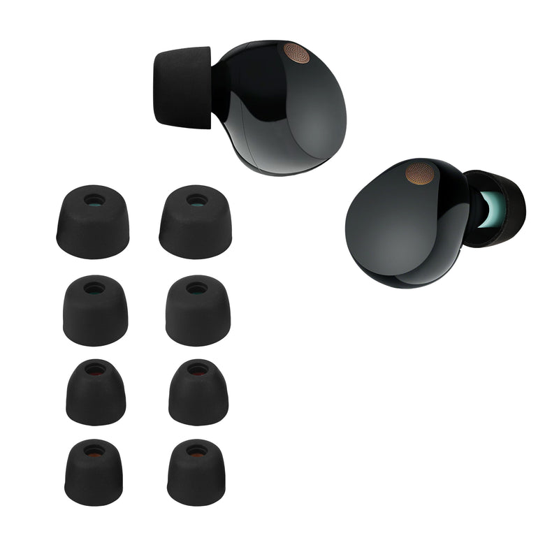 kwmobile 8x Ersatzpolster kompatibel mit Sony WF-1000XM5 / WF-1000XM4 - 4 Größen - Silikon Ersatz Ohrstöpsel In-Ear Kopfhörer - Polster Schwarz  