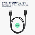 kwmobile USB C Ladekabel kompatibel mit Garmin Swim 2 / Tactix7 / Enduro / Epix 2 / Epix Pro - Kabel Charger - Smart Watch Ersatzkabel - Fitnesstracker Aufladekabel