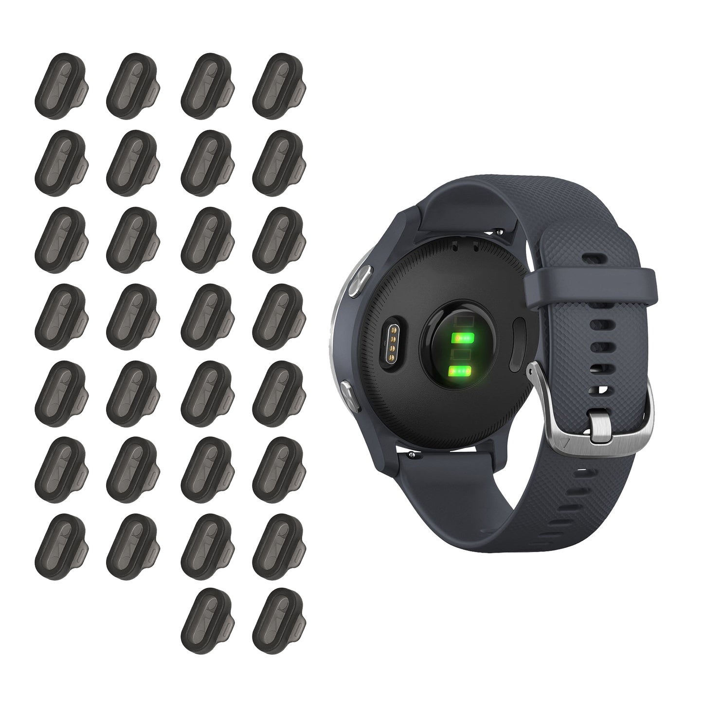 kwmobile 30x Staubschutz kompatibel mit Garmin Venu / Forerunner / Vivomove / Fenix - Staub Stecker Ladebuchse - Abdeckung in Schwarz Schwarz  