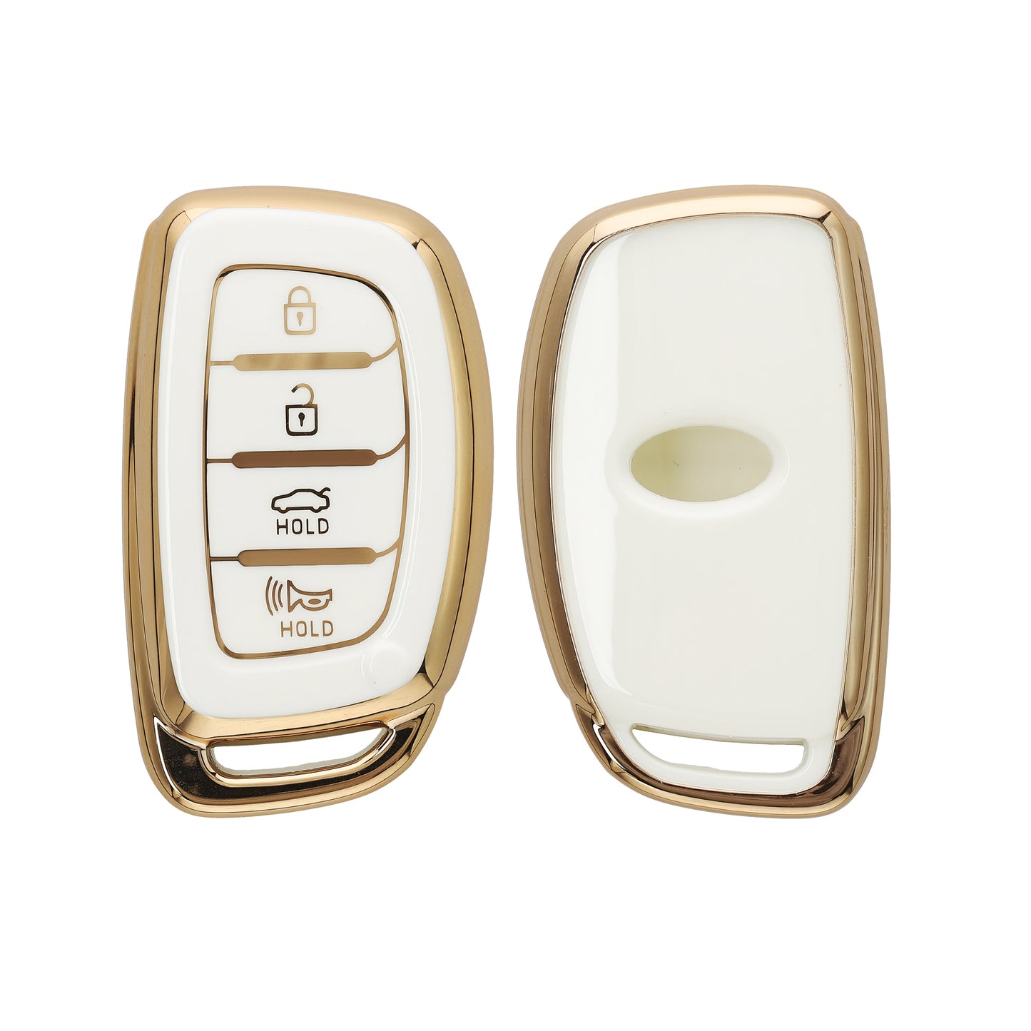 kwmobile Autoschlüssel Hülle kompatibel mit Hyundai 4-Tasten Sonata Tucson Ioniq - Schlüsselhülle Silikon Cover - Weiß Gold Weiß  [dsg02]