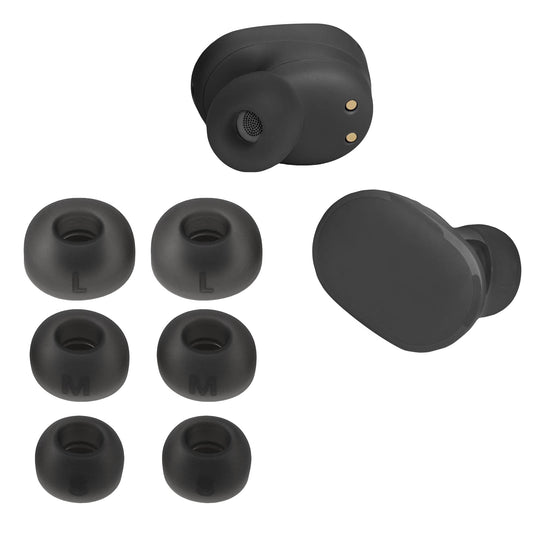 kwmobile 6x Polster kompatibel mit JBL Tune Buds - 3 Größen - Silikon Ohrstöpsel In-Ear Kopfhörer Schwarz  