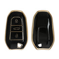 kwmobile Autoschlüssel Hülle kompatibel mit Opel 3-Tasten Smartkey Autoschlüssel Keyless Go - Schlüsselhülle Silikon Cover - Schwarz Gold Schwarz  [dsg01]