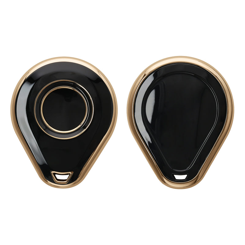 kwmobile Motorradschlüssel Hülle kompatibel mit Harley Davidson Motorradschlüssel - Motorrad Schlüsselhülle Silikon Cover - Fahrzeugschlüssel Case in Schwarz Gold Schwarz  [dsg01]