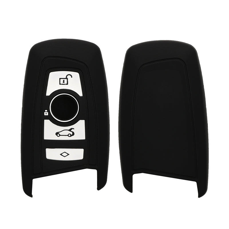 kwmobile Autoschlüssel Silikon Hülle kompatibel mit BMW 4-Tasten SmartKey Autoschlüssel - Schlüsselhülle in Schwarz Schwarz  