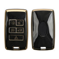 kwmobile Autoschlüssel Hülle kompatibel mit Jagar Range Rover E-Pace I-Pace 5-Buttons Autoschlüssel - Schlüsselhülle Silikon Cover - Schwarz Gold Schwarz  [dsg01]