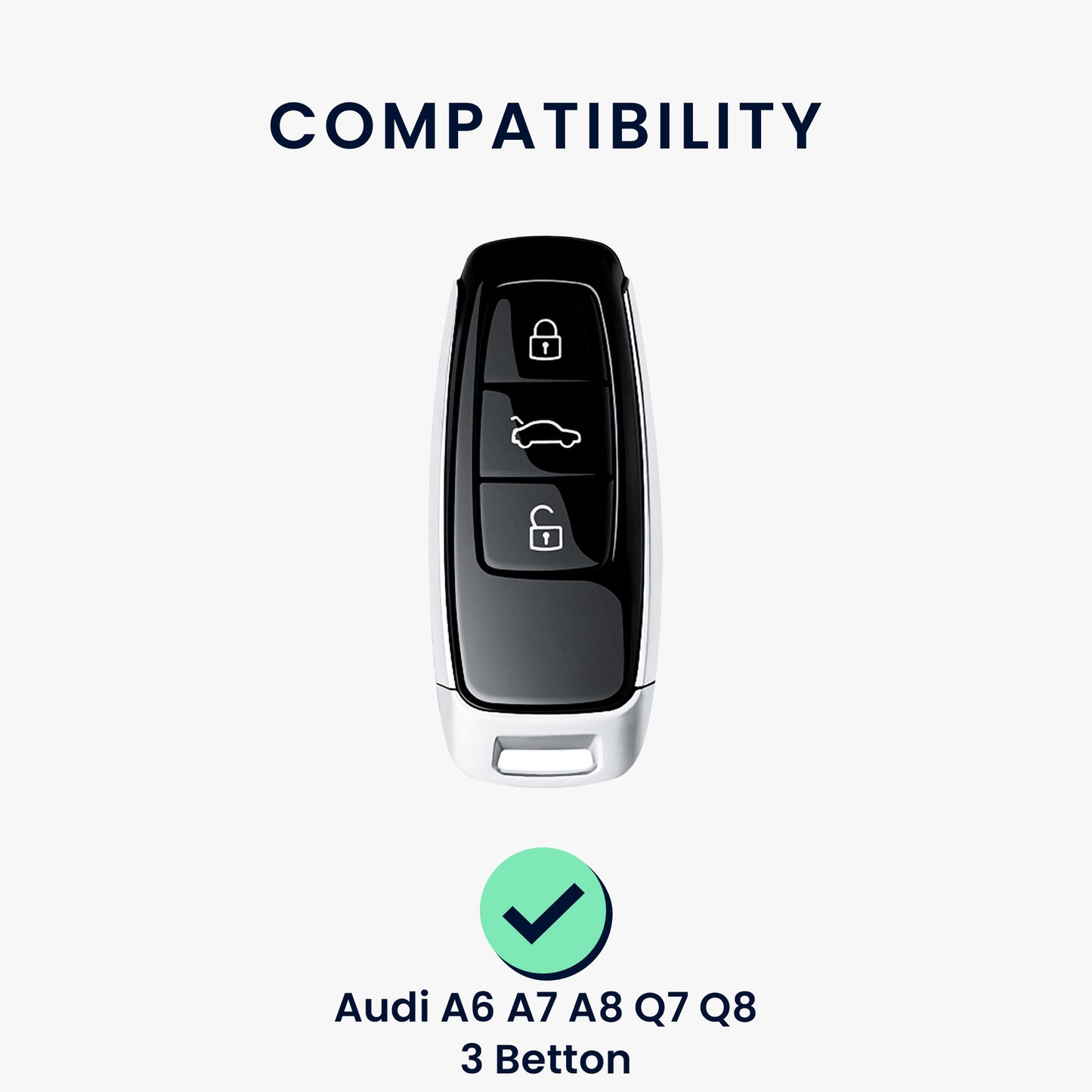 kwmobile Autoschlüssel Hülle kompatibel mit Audi A6 A7 A8 Q7 Q8 E-Tron 3-Tasten Autoschlüssel Keyless