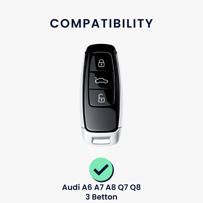 kwmobile Autoschlüssel Hülle kompatibel mit Audi A6 A7 A8 Q7 Q8 E-Tron 3-Tasten Autoschlüssel Keyless