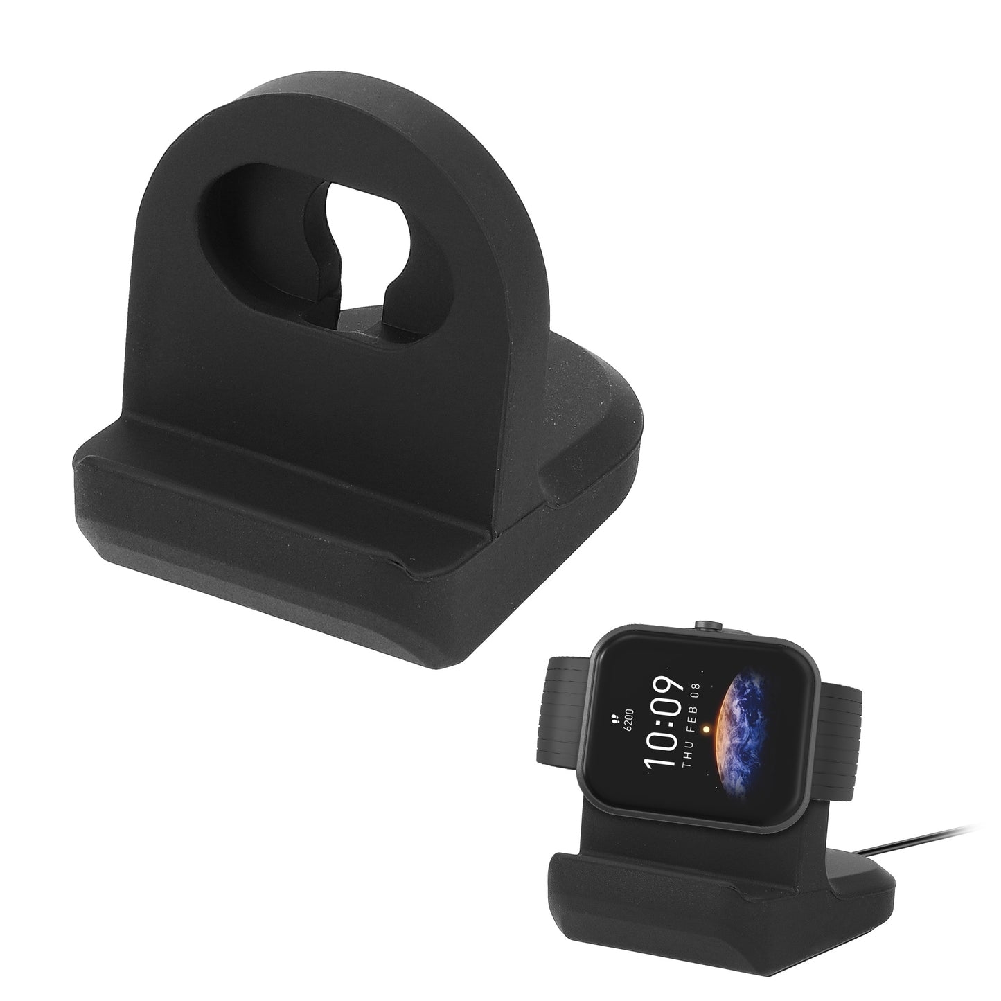 kwmobile Kabellose Ladestation kompatibel mit Huami Amazfit GTR mini / Bip 3 / Bip 3 Pro / Bip 5 / GTS 4 Mini Halterung - Ladeständer-Halter für Smartwatch - Fitnesstracker Halter - Schwarz Schwarz  