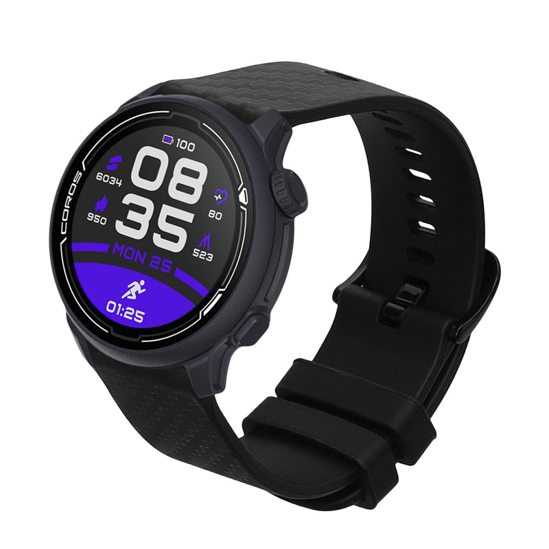 kwmobile Ersatzarmband kompatibel mit COROS PACE 2 / APEX (42mm) Armband - Fitnesstracker Band aus Silikon - Carbon Print Band für Smartwatch - Schwarz Schwarz  