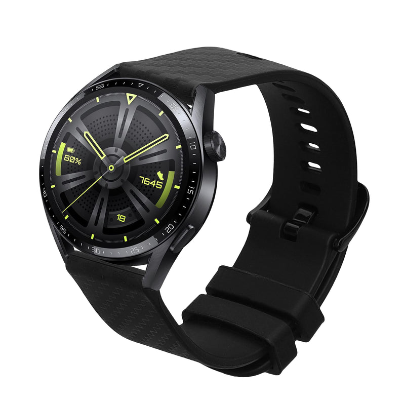 kwmobile Ersatzarmband kompatibel mit Huawei Watch GT3 Pro 46mm / GT3 46mm / GT 42mm 46mm Armband - Fitnesstracker Band aus Silikon - Carbon Print Band für Smartwatch - Schwarz Schwarz  