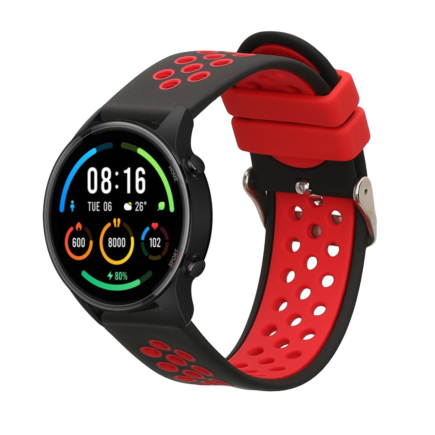 kwmobile Ersatzarmband kompatibel mit Xiaomi Watch S4/S4 Sport/S3/S2/Watch S1 Active/Redmi Watch 5 Active Armband - Fitnesstracker Band aus Silikon in Schwarz Rot Schwarz  [dsg01]
