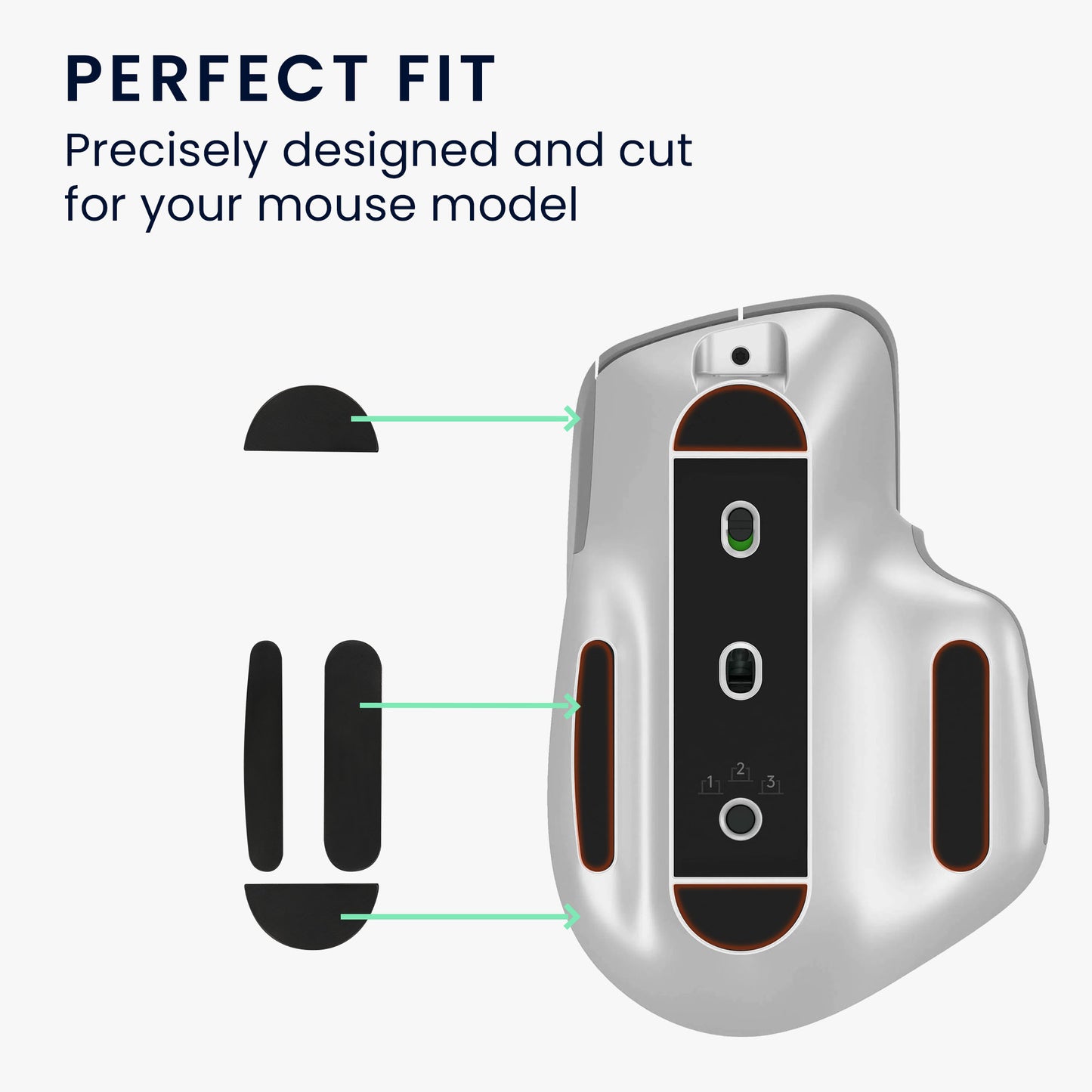 kwmobile Mouse Feet Sticker kompatibel mit Logitech MX Master 3 / 3S Ersatz Glider Mausfüße passgenau Maus Glides