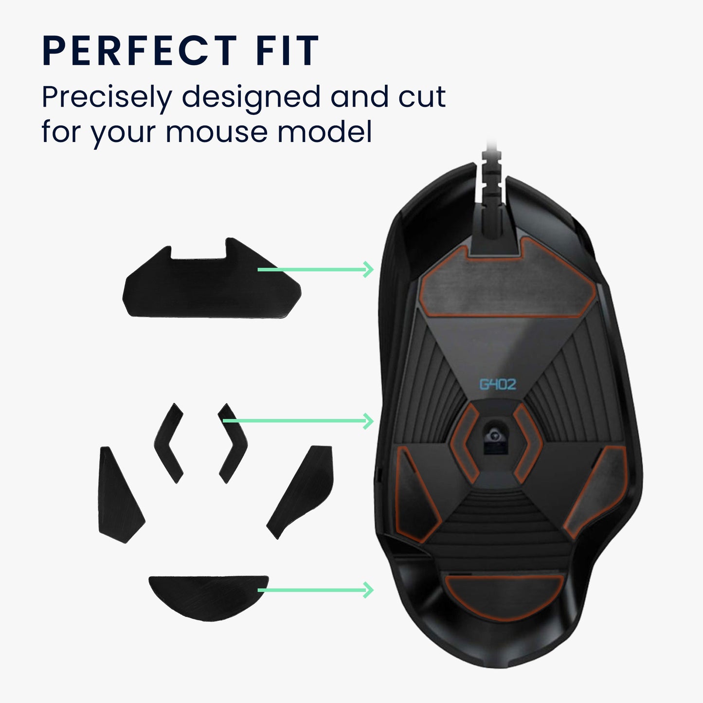 kwmobile Mouse Feet Sticker kompatibel mit Logitech G402 Ersatz Glider Mausfüße passgenau Maus Glides