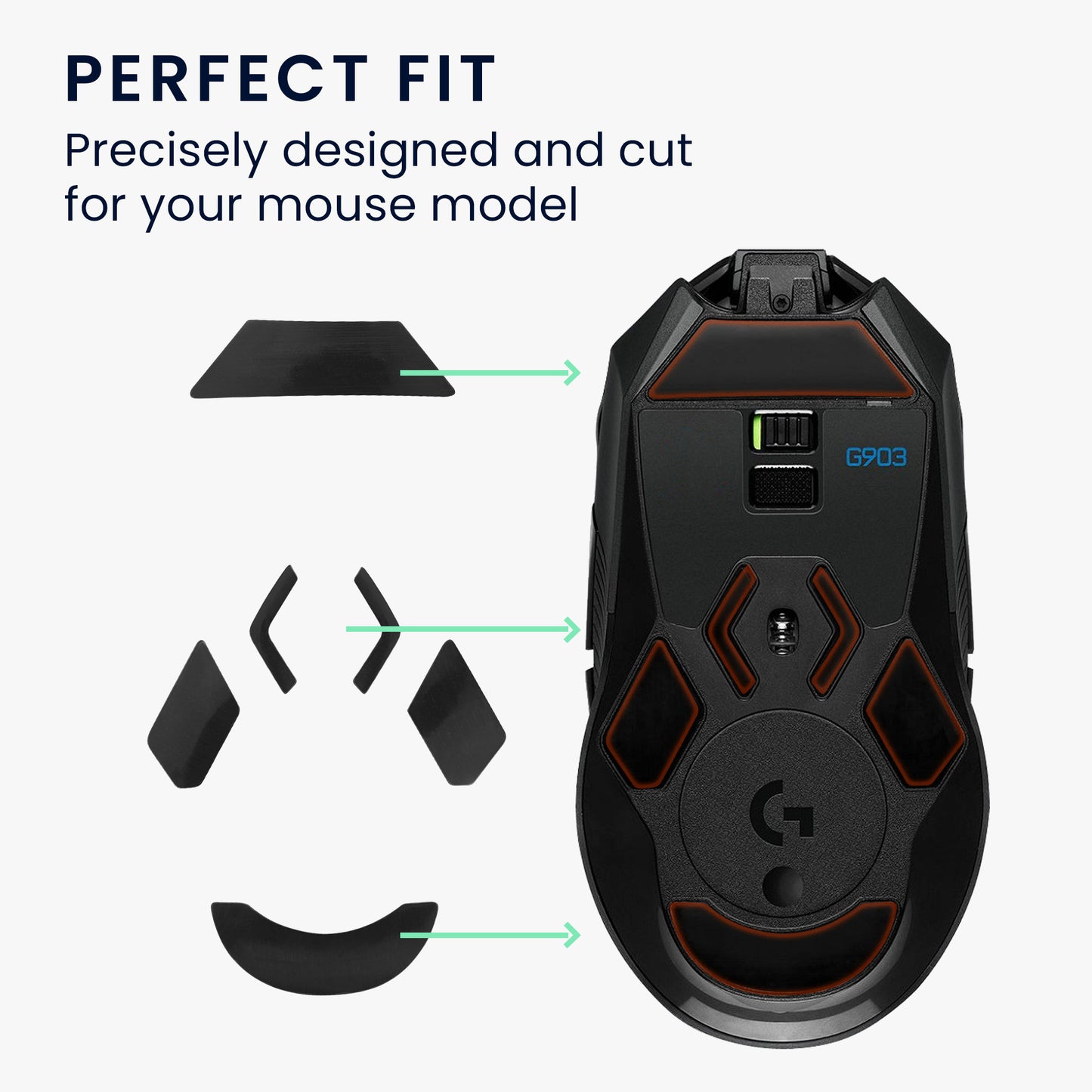 kwmobile Mouse Feet Sticker kompatibel mit Logitech G903 Ersatz Glider Mausfüße passgenau Maus Glides