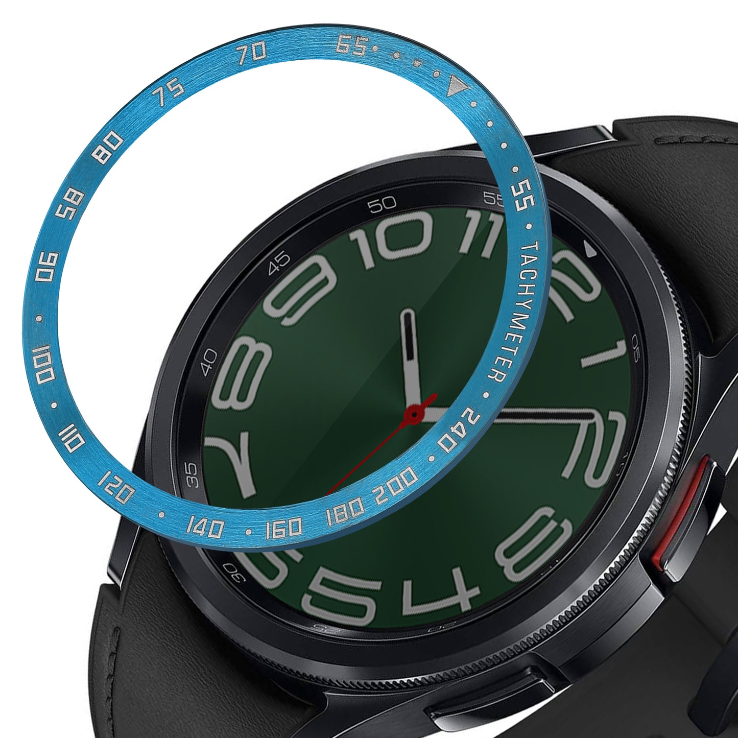 kwmobile Schutzring kompatibel mit Samsung Galaxy Watch 6 Classic 47mm - Bezel Ring Lünette mit Tachymeter Skala Blau Weiß Blau  [dsg02]