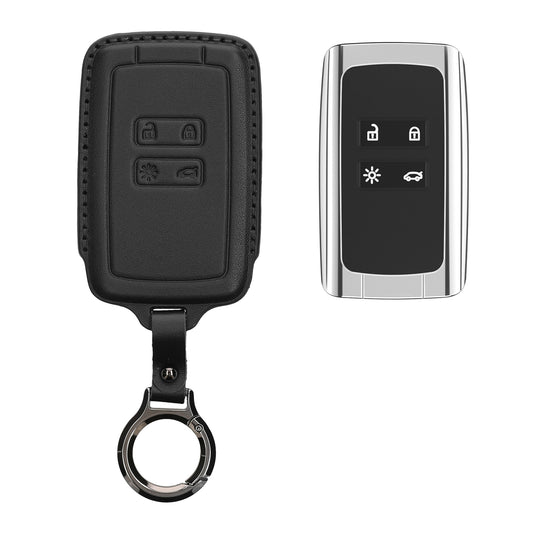 kwmobile Premium Leder Autoschlüssel Schutzhülle kompatibel mit Renault 4-Tasten Smartkey Autoschlüssel (nur Keyless Go) Hülle - Schlüssel Tasche - Schwarz Schwarz  [dsg01]