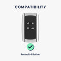 kwmobile Premium Autoschlüssel Schutzhülle kompatibel mit Renault 4-Tasten Smartkey Autoschlüssel (nur Keyless Go) Hülle - Schlüssel Tasche