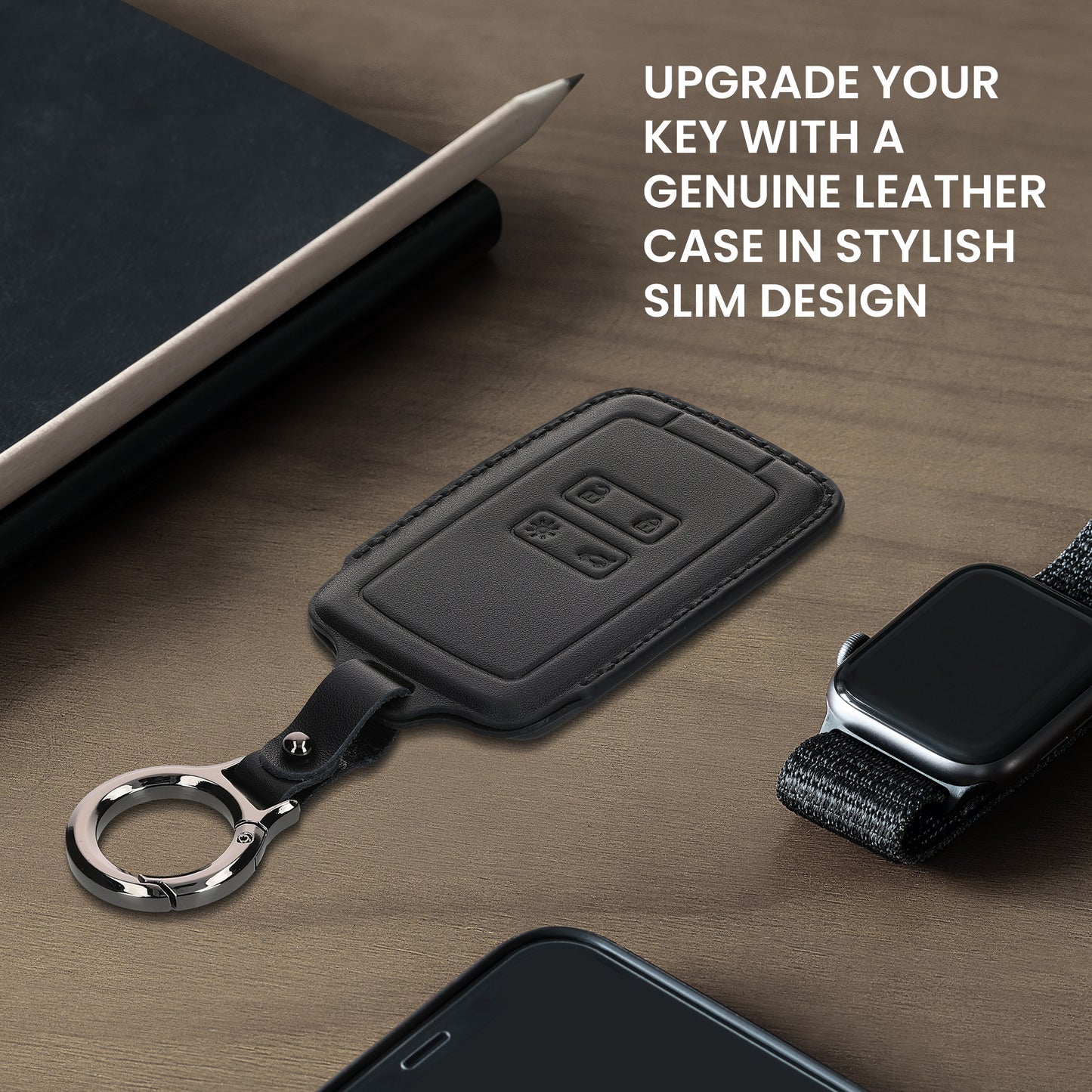 kwmobile Premium Autoschlüssel Schutzhülle kompatibel mit Renault 4-Tasten Smartkey Autoschlüssel (nur Keyless Go) Hülle - Schlüssel Tasche