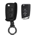 kwmobile Premium Leder Autoschlüssel Schutzhülle kompatibel mit VW Golf 7 MK7 3-Tasten Autoschlüssel Hülle - Schlüssel Tasche - Schwarz Schwarz  [dsg02]