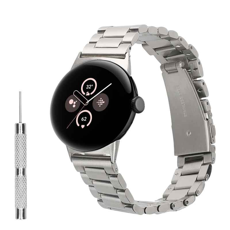 kwmobile Edelstahl Uhrenarmband kompatibel mit Google Pixel Watch 2 / Pixel Watch 1 Ersatz Armband - Ersatzarmband für Smartwatch - 14 - 22 cm Innenmaße - Silber Silber  