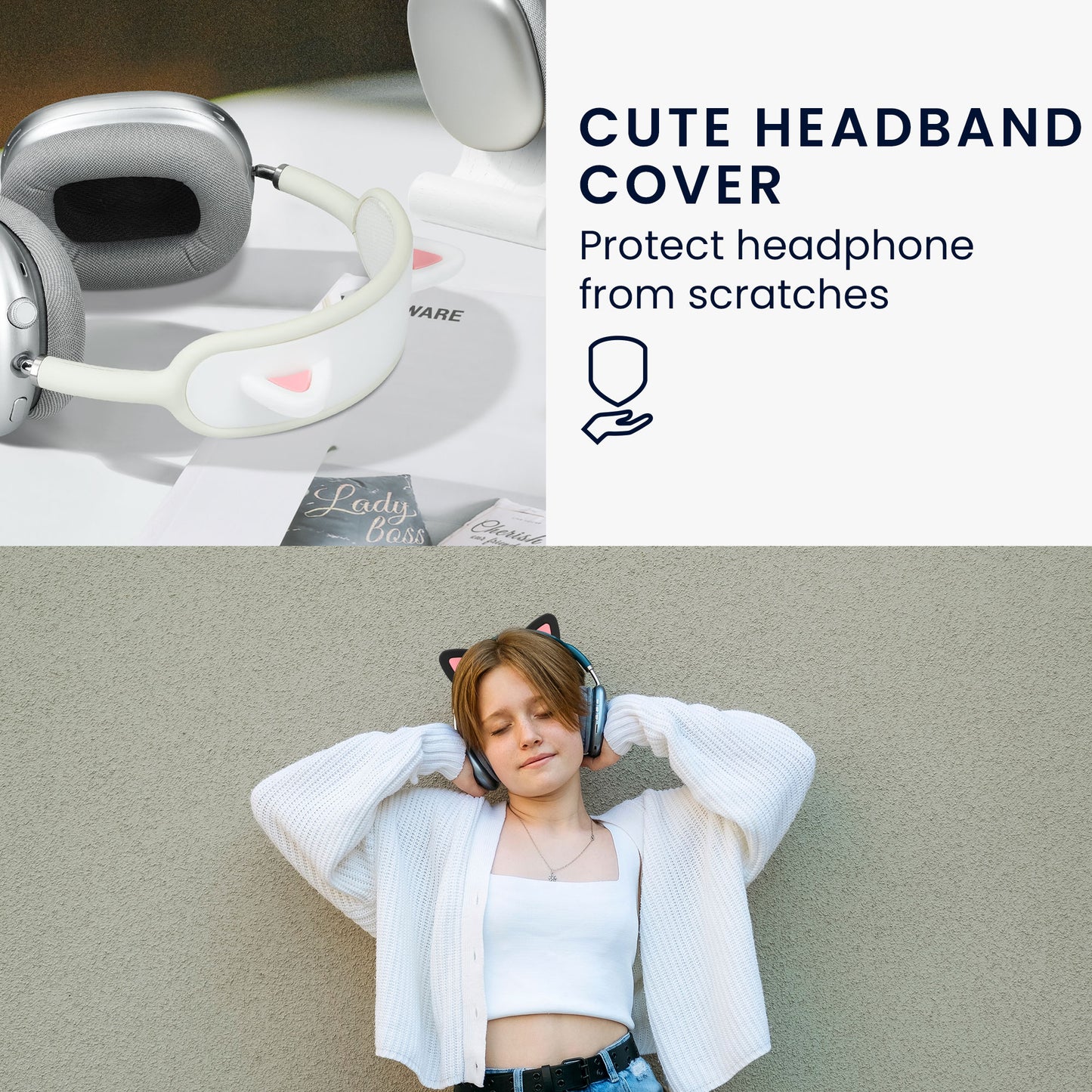 kwmobile Katzenohren Kopfband Abdeckung kompatibel mit Apple AirPods Max Stirnband Polster Kopfhörer Aufsatz