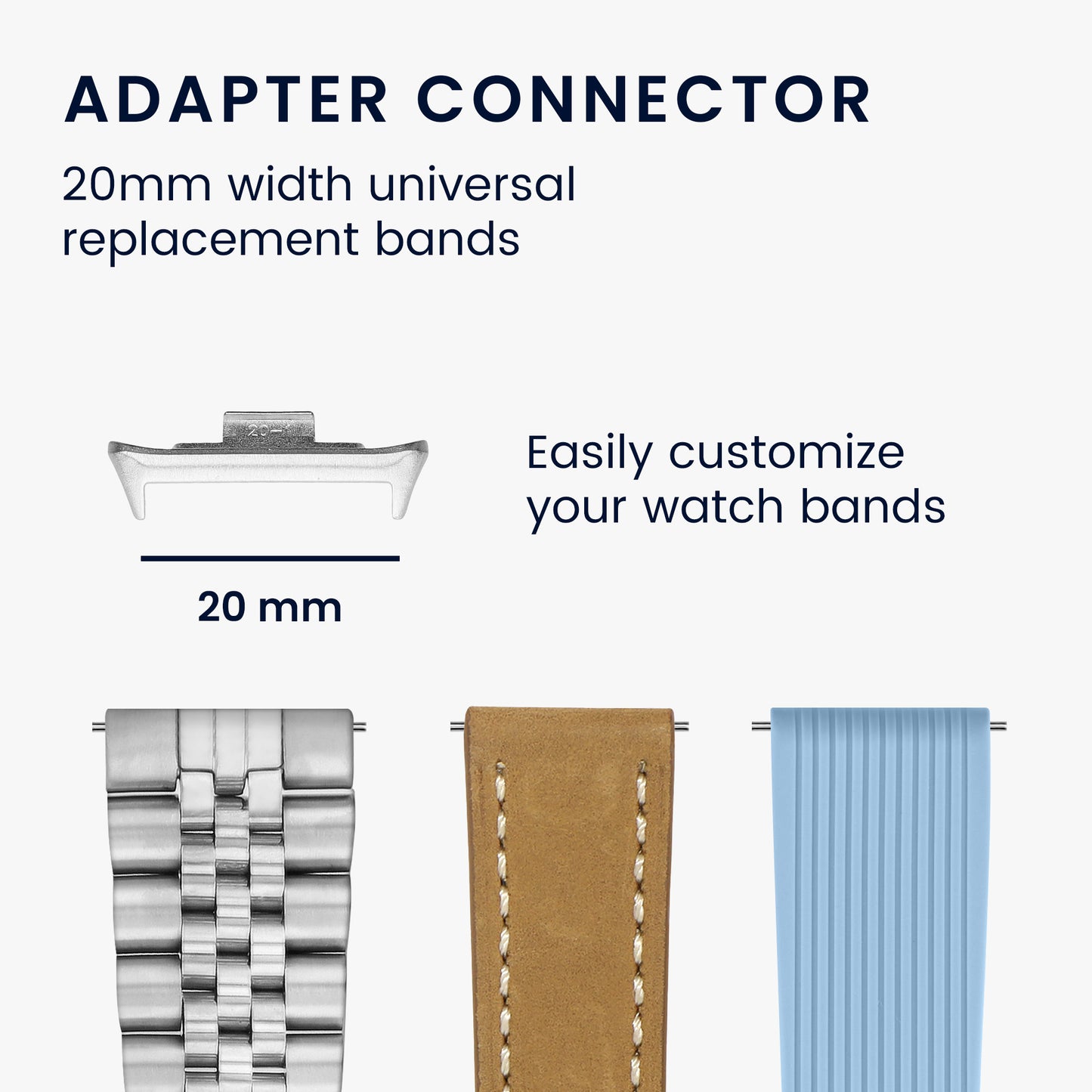 kwmobile Metall Adapter mit 20mm Bandbreite kompatibel mit Xiaomi Smart Band 8 Pro / Band 9 Pro / Redmi Watch 5 / Redmi Watch 4 Uhrenarmband Smartwatch Armband Anschlussadapter Set