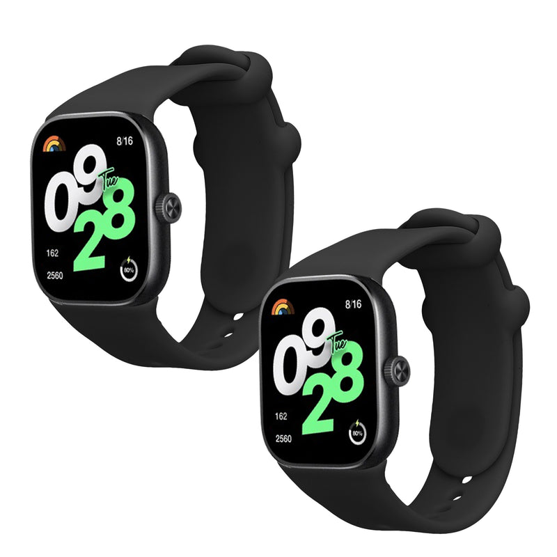 kwmobile 2x Uhrenarmband für Xiaomi Redmi Watch 4 / Watch 5 / Watch 5 eSIM Armband - Fitnesstracker Band Set aus TPU Silikon - Ersatzarmband Smartwatch - Schwarz Schwarz Schwarz  [dsg07]
