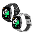 kwmobile 2x Uhrenarmband für Xiaomi Redmi Watch 4 Armband - Fitnesstracker Band Set aus TPU Silikon - Ersatzarmband Smartwatch - Schwarz Grau Weiß Schwarz Schwarz  [dsg05]