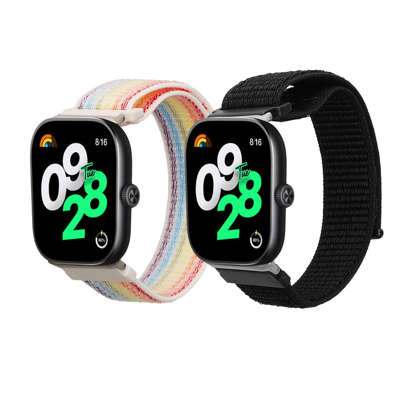 kwmobile 2x Uhrenarmband für Xiaomi Redmi Watch 4 / Band 8 Pro Armband - Fitnesstracker Band Set aus Nylon - Ersatzarmband Smartwatch - Schwarz Mehrfarbig Schwarz  [dsg01]