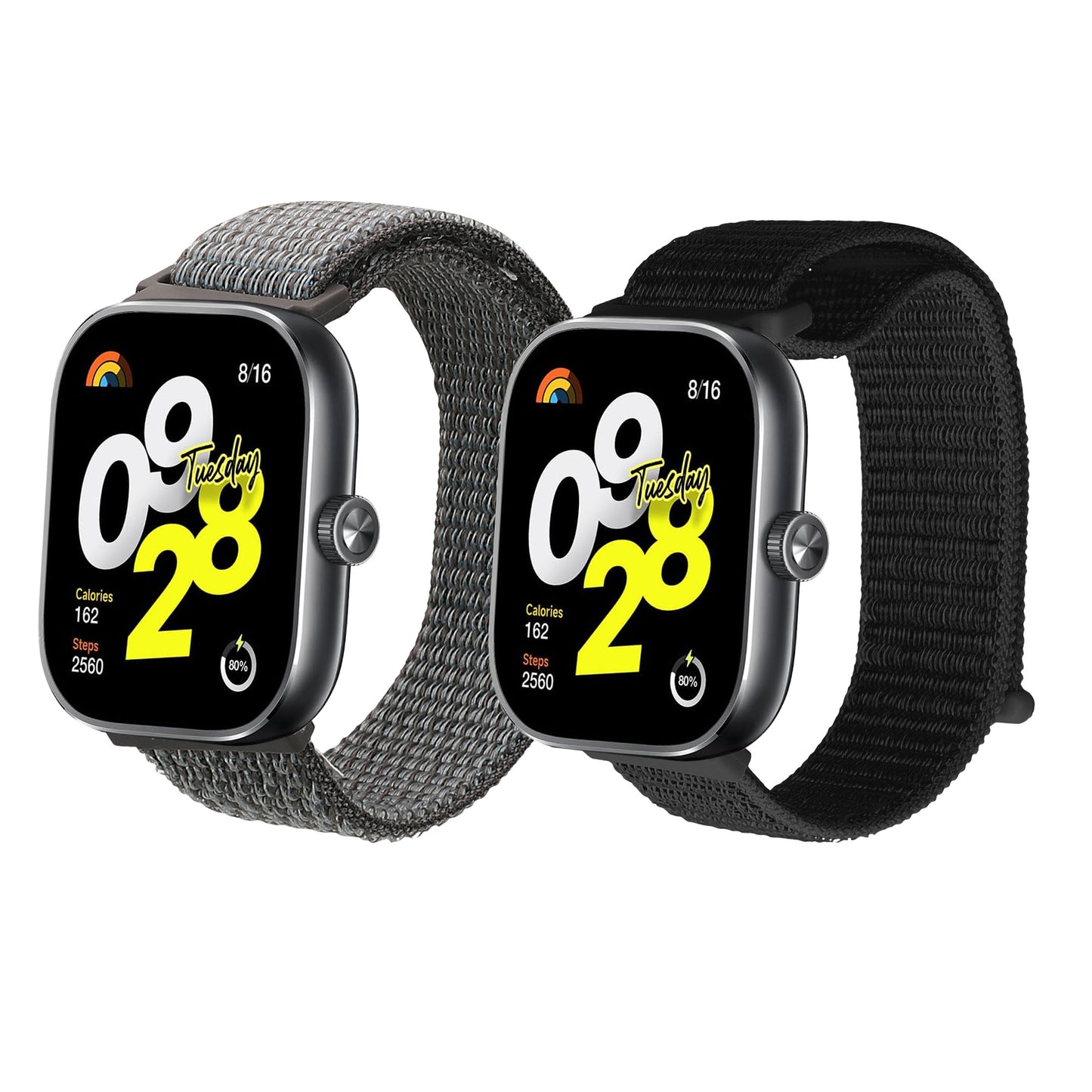 kwmobile 2x Uhrenarmband für Xiaomi Redmi Watch 4 / Band 8 Pro Armband - Fitnesstracker Band Set aus Nylon - Ersatzarmband Smartwatch - Schwarz Dunkelgrau Schwarz  [dsg03]