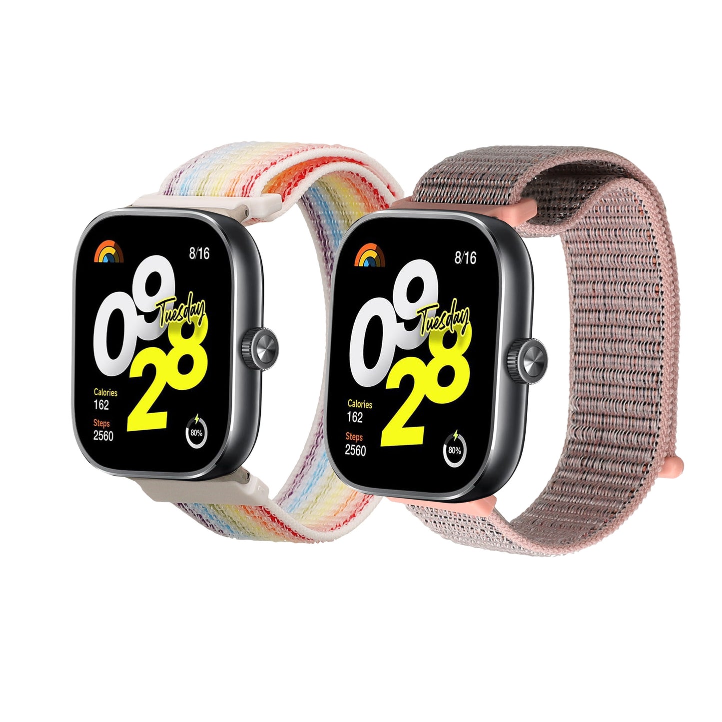 kwmobile 2x Uhrenarmband für Xiaomi Redmi Watch 4 / Band 8 Pro Armband - Fitnesstracker Band Set aus Nylon - Ersatzarmband Smartwatch - Altrosa Mehrfarbig Altrosa  [dsg06]