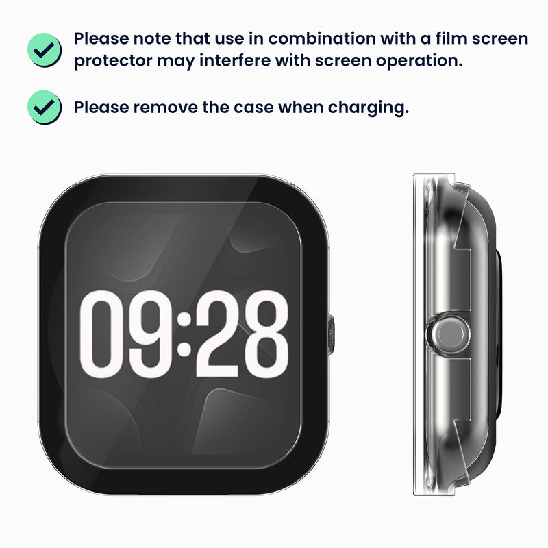 kwmobile Glas Hülle für Xiaomi Redmi Watch 4 Schutzhülle Fullbody Fitnesstracker Case Set
