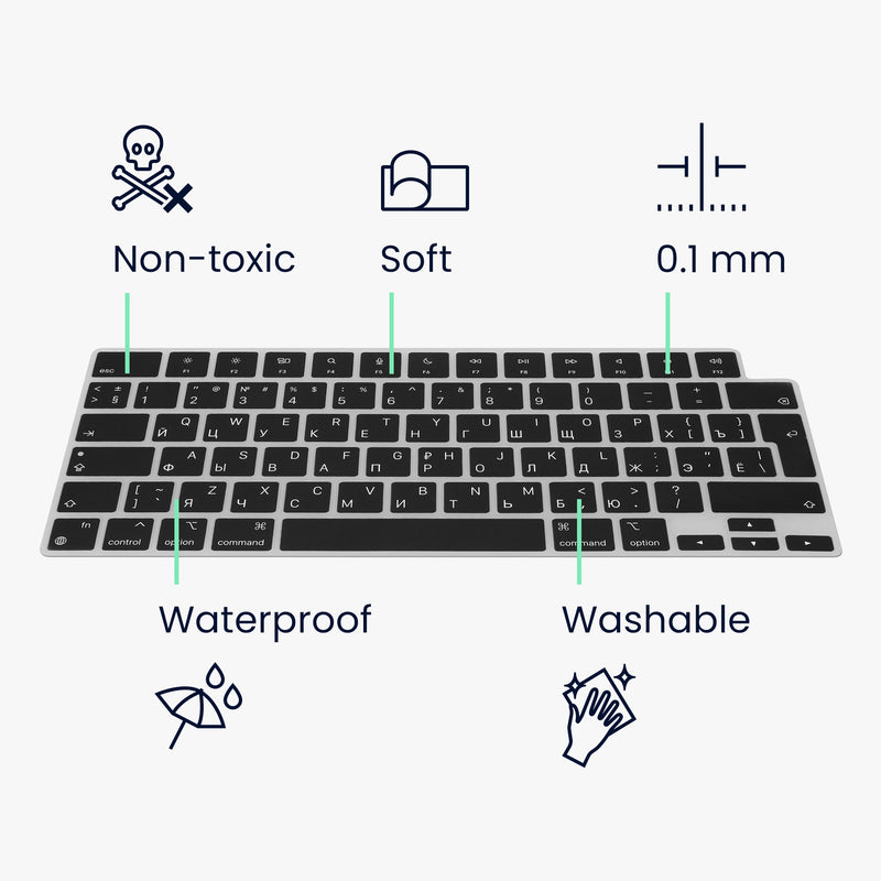 kwmobile Tastaturschutz für Apple MacBook Pro 14" (2023) M2 A2779 / M3 A2918 / M3 A2992 QWERTY Russisch Keyboard Cover Abdeckung