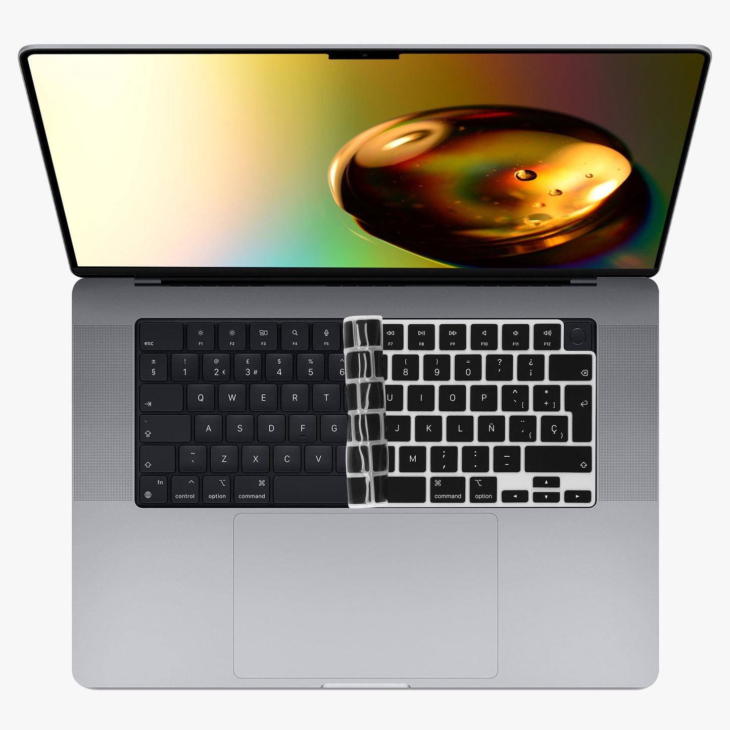 Silikon Tastaturschutz QWERTY (Spanien) kompatibel mit Apple MacBook Pro 16" (2023) M2 A2780 / M3 A2991